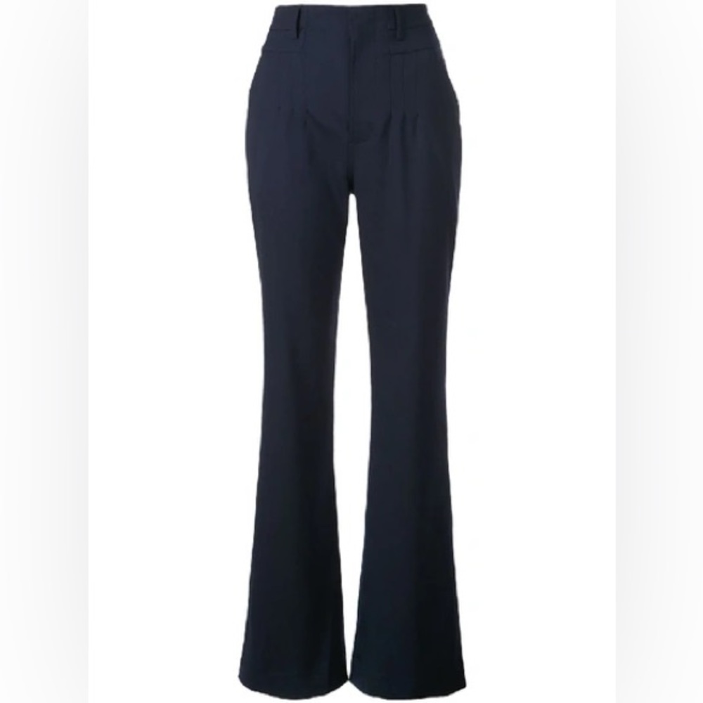 Altuzarra Wool Pants – Pleated‎ Straight Leg, Navy, 8